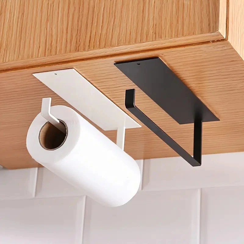 1pc Kitchen Carbon Steel Paper Towel Holder, No Punch Paper Towel Holder, Household Paper Hanger, Storage Rack - Icatchingstuff.com