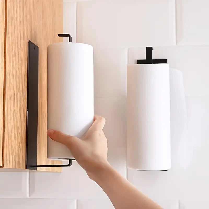 1pc Kitchen Carbon Steel Paper Towel Holder, No Punch Paper Towel Holder, Household Paper Hanger, Storage Rack - Icatchingstuff.com