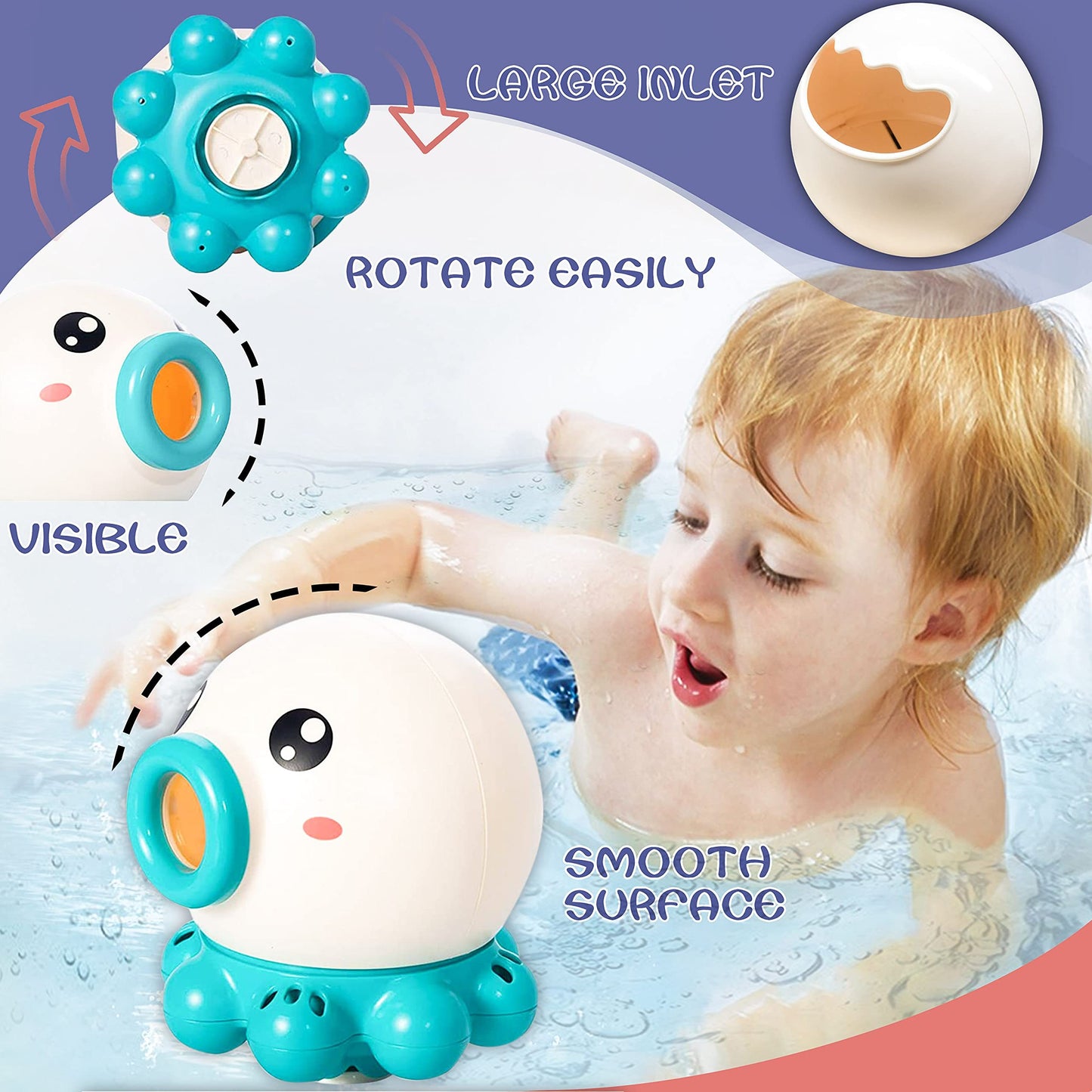 Octopus Fountain Bath Toy Water Jet Rotating Shower Bathroom Toy Summer Water Toys Sprinkler Beach Toys Kids Water Toys - Icatchingstuff.com