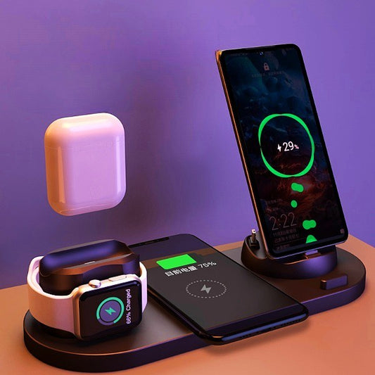 Wireless Charger For IPhone Fast Charger For Phone Fast Charging Pad For Phone Watch 6 In 1 Charging Dock Station - Icatchingstuff.com